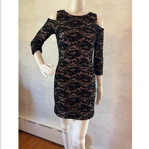 Black Cut Out Lace Dress Mini
